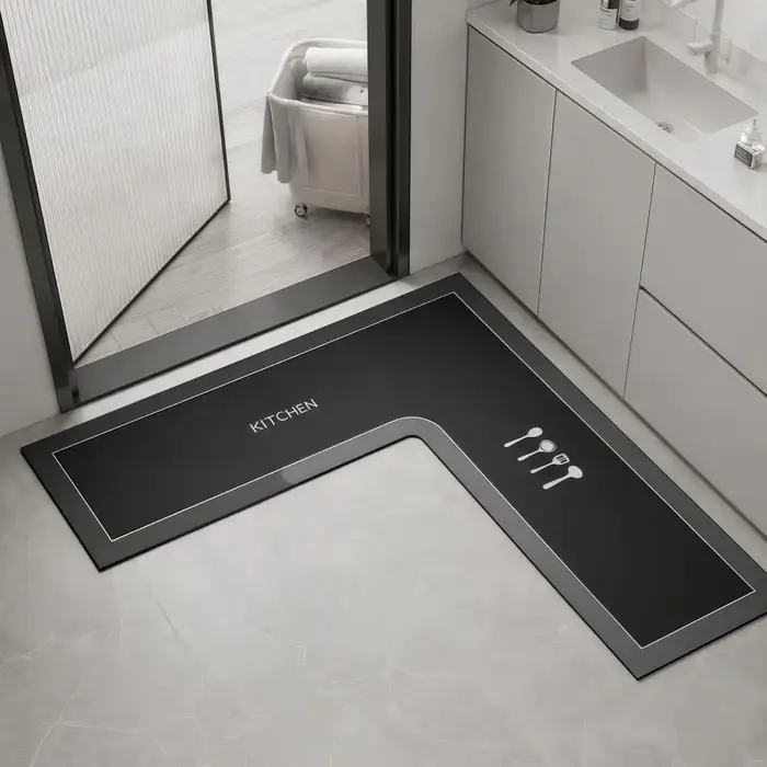 Tapis d'angle de cuisine de luxe en forme de L