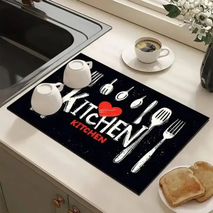 Tapis de séchage pour cuisine en grain de bois blanc