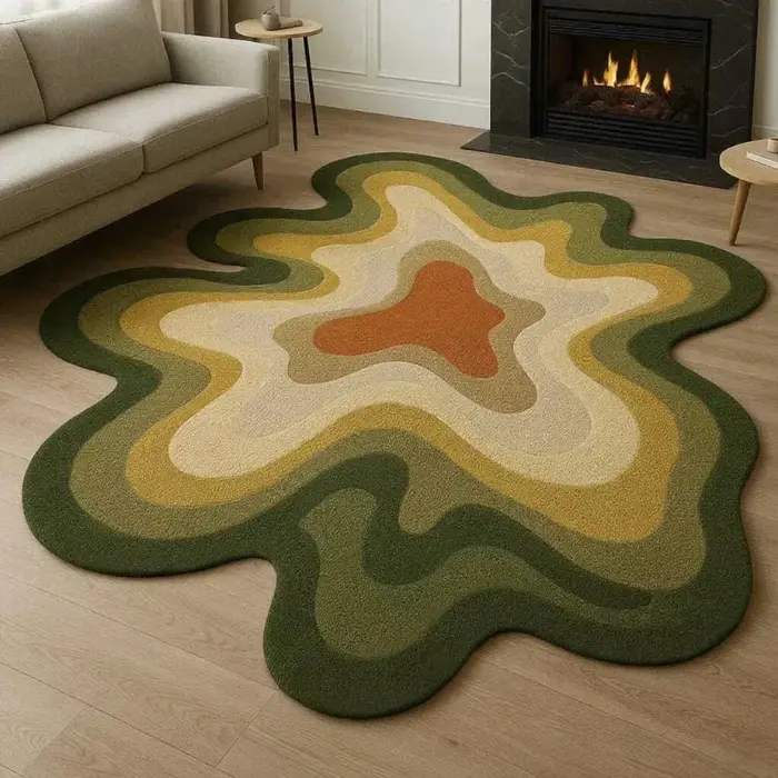 Tapis en peluche texturé abstrait VIKAMA Dopamine