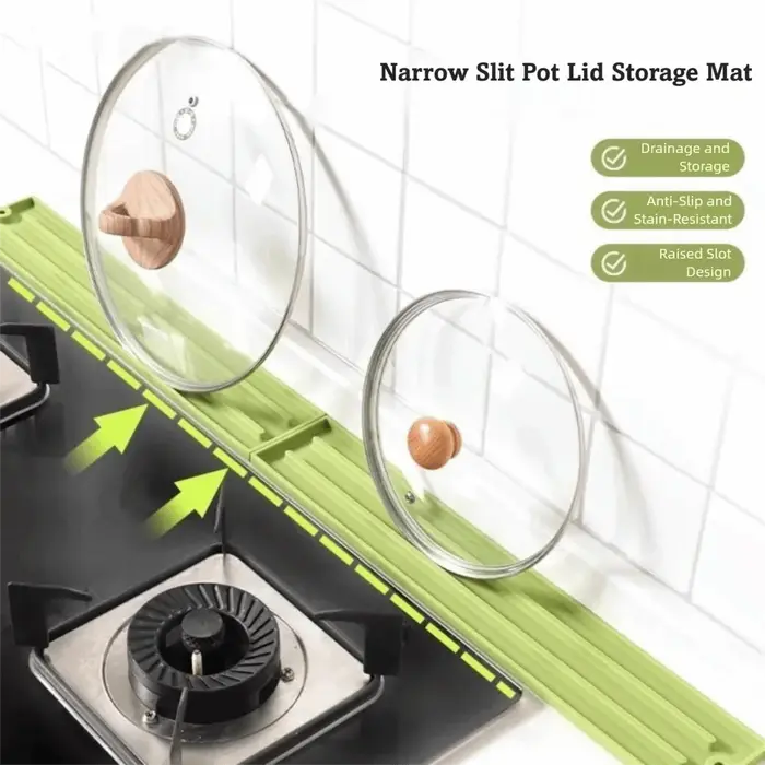 Tapis de protection multifonctionnel pour comptoir de cuisine, support pour couvercles de casseroles, tapis anti-éclaboussures, tapis de drainage antidérapant pour robinet d'évier