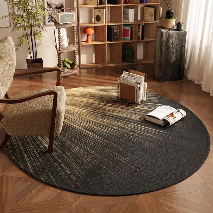 Tapis rond de luxe léger pour décoration de chambre à coucher