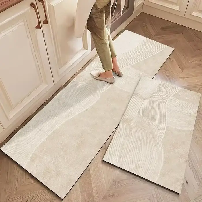 Tapis pour cuisine tapis de sol Pvc imperméable à l'huile tapis en cuir anti-dérapant tapis de pied 