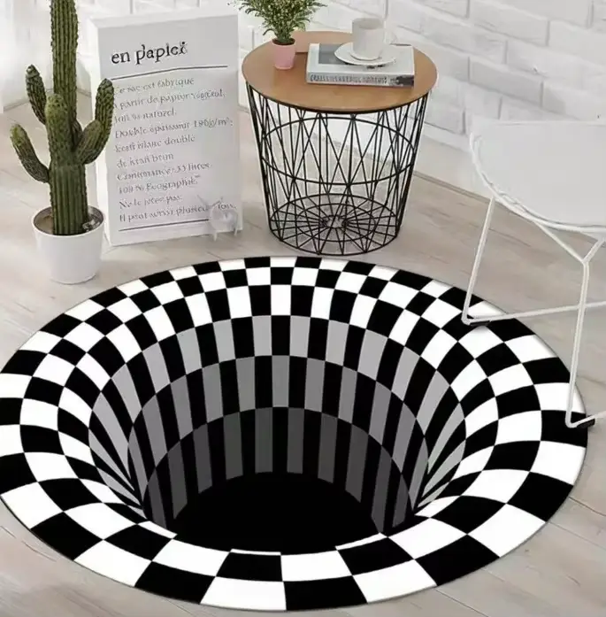 Tapis rond en spirale avec Illusion visuelle 3D, tapis de sol pour chambre à coucher, salon, décorat