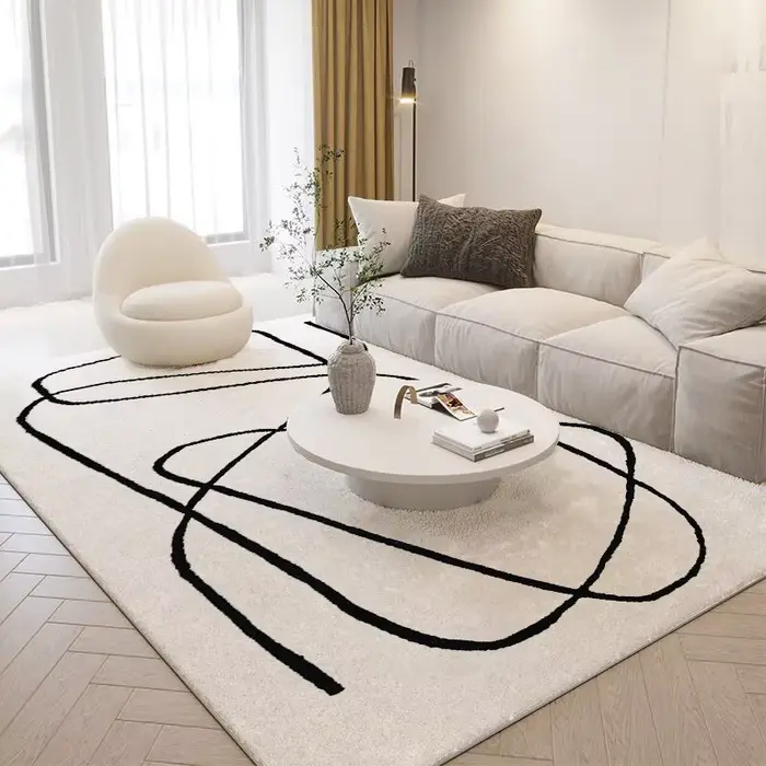 Tapis en peluche de Style nordique, décoration de salon, Design d'art abstrait, pour chambre à couch