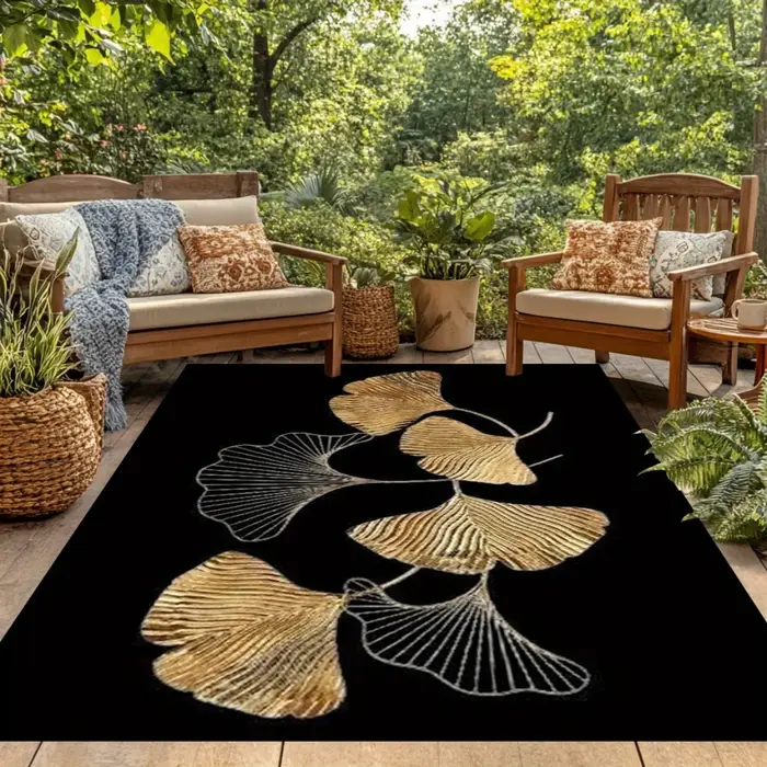 Tapis en flanelle imprimé feuille de ginkgo
