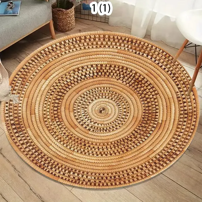 Tapis circulaire à motifs en bois