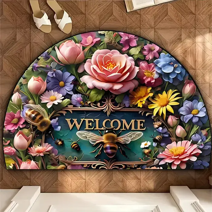 VIKAMA – tapis Semi-circulaire en flanelle florale