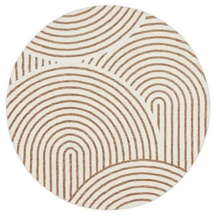 Tapis rond médaillon persan vert foncé et terre cuite