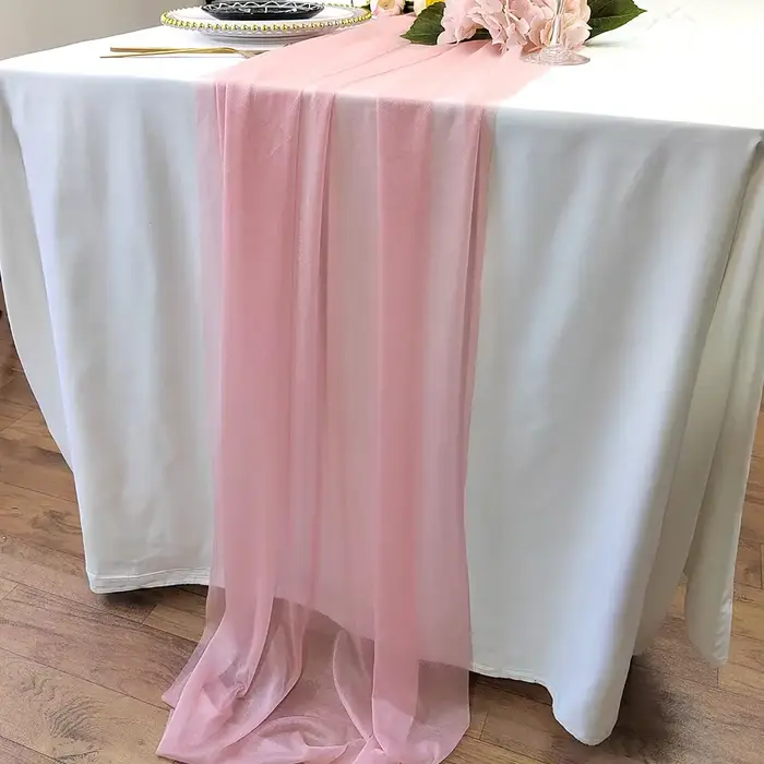 Chemin de Table en mousseline de soie, tissu transparent en soie pour Boho, superposition d'arc de m