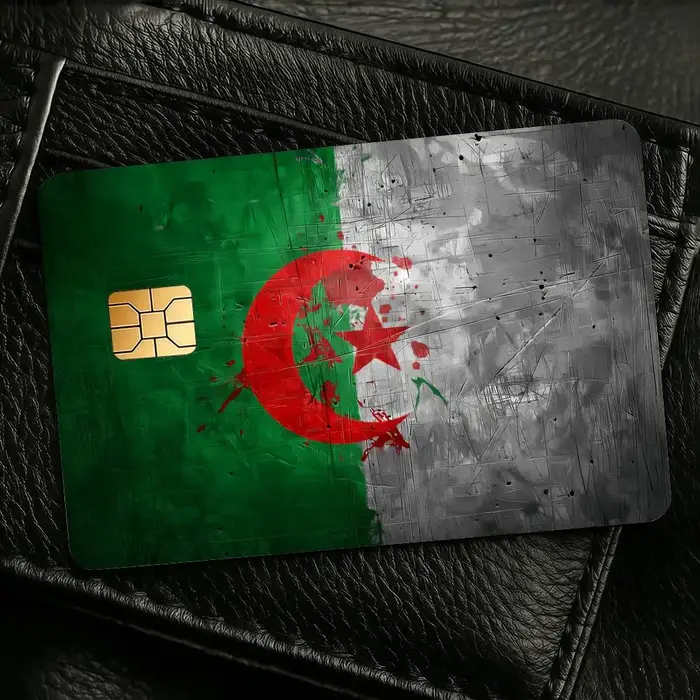 Autocollants de protection pour cartes bancaires et de transport en forme de drapeau de l'Algérie