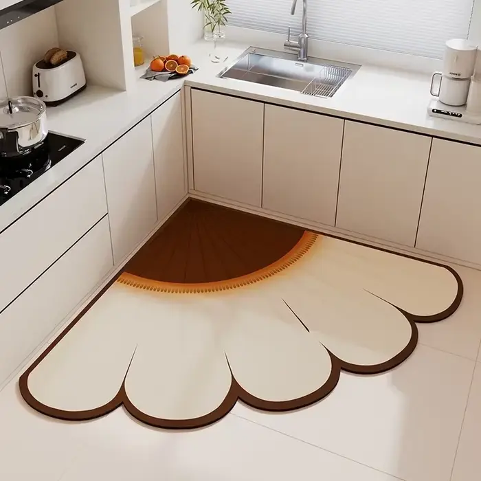 Tapis à fleurs pour tapis de sol de cuisine, boue de diatomée douce, antidérapant, absorbant les pie