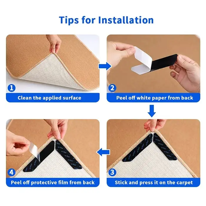 Autocollant antidérapant pour tapis, 16/8 pièces, réutilisable, lavable, Anti-bouclage, Patch fixe, 