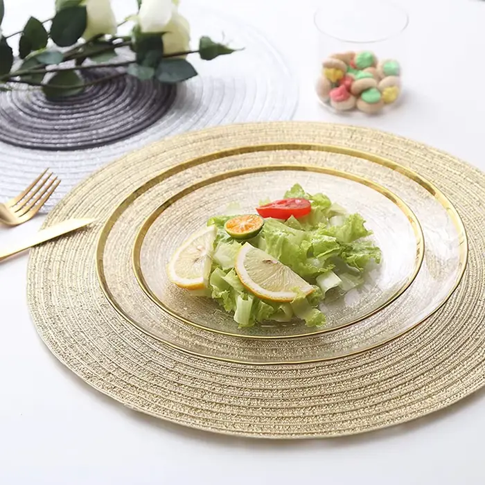 Tapis de Table ronds tressés Beige