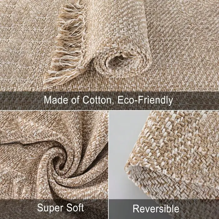 Tapis en coton et lin tissé pour salon