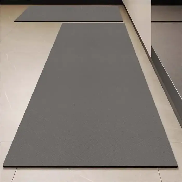Tapis de sol de cuisine noir, décoration intérieure, imperméable, résistant à l'huile, en cuir, anti