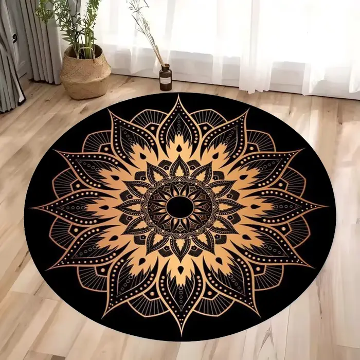 Tapis rond Mandala, tapis de sol géométrique