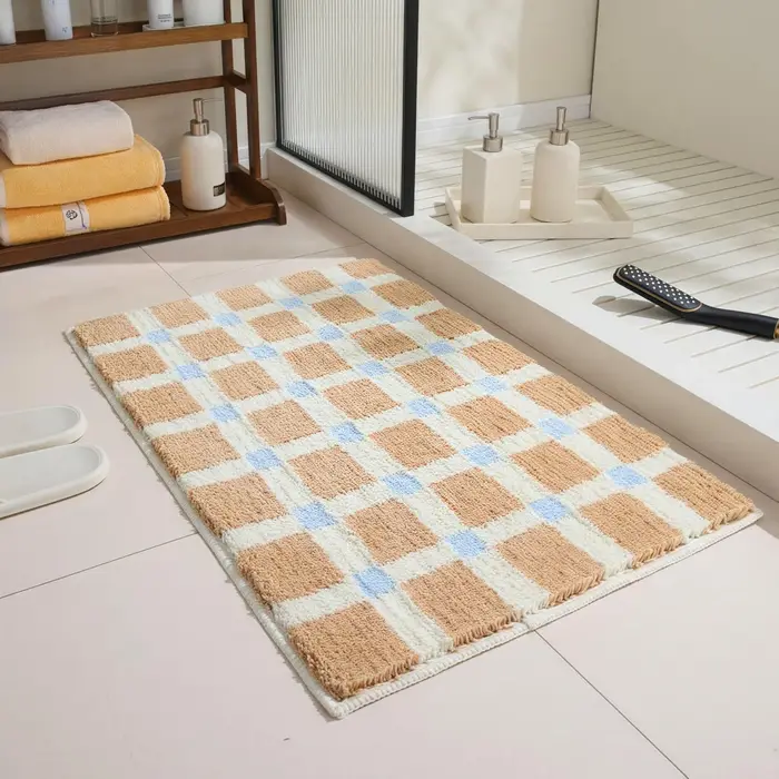 VIKAMA – tapis vert à carreaux pour salle de bain