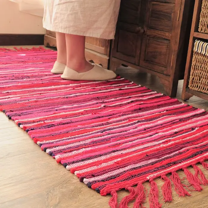 Tapis nordique en coton et lin