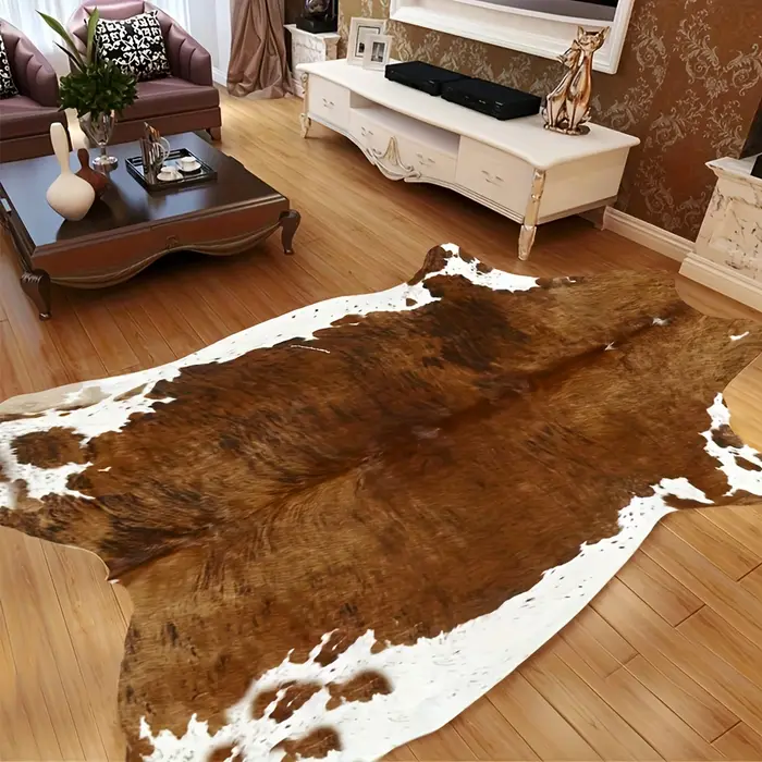 Tapis en peau de vache imprimé vache