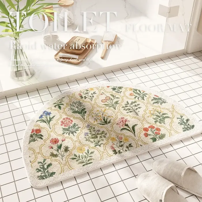 Tapis de sol absorbant floral américain frais, porte de salle de bain, tapis de salle de bain, tapis