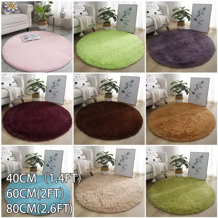 Tapis shaggy rond super doux pour la maison