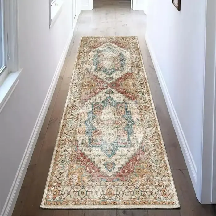 Tapis de cuisine persan traditionnel rouge et marron, tapis antidérapant pour salon, chambre, couloir, buanderie, véranda, tapis de sol