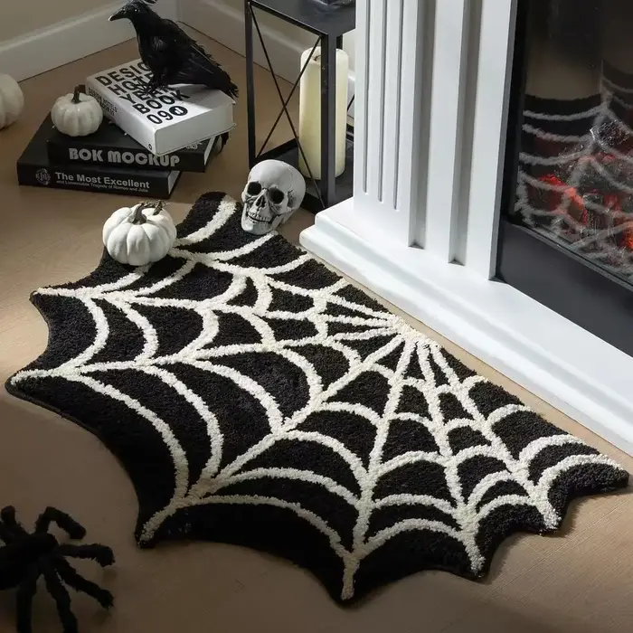 Tapis décoratif en toile d'araignée pour Halloween