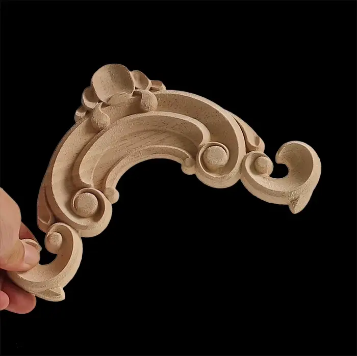 Appliques en bois fleur d'angle, sculpture exquise, meubles naturels, moulures en bois, accessoires 