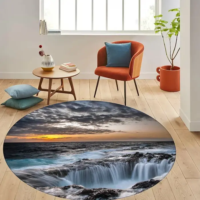 Tapis de plage rond effet 3D Illusion de Plage