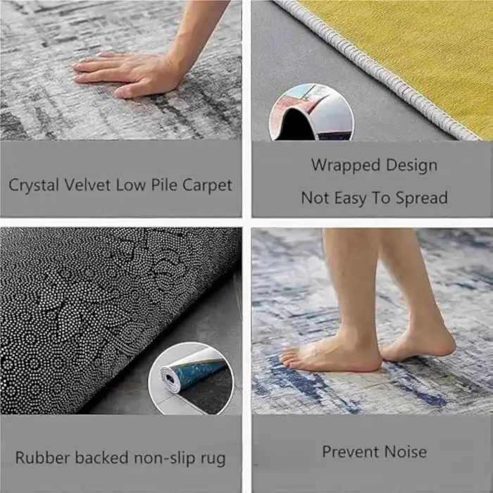 VIKAMA Tapis rond minimaliste antidérapant et durable pour salon