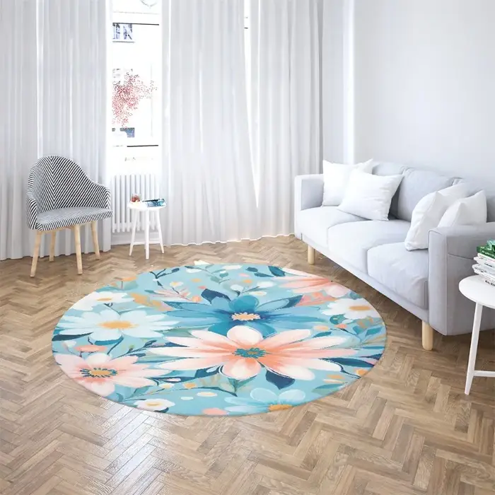 Tapis floral rose pivoine