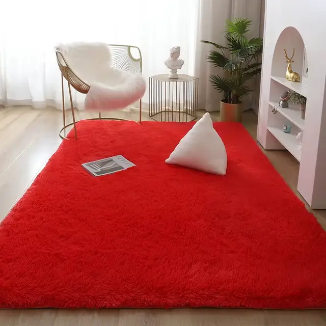 Tapis vert teinture par nouage tapis doux en peluche pour salon chambre tapis de sol anti-dérapant c