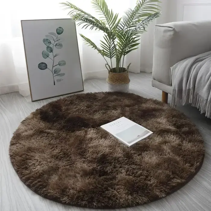 Tapis rond Shaggy Lea pour filles, tapis doux non ald, tapis de salon, tapis de chambre à coucher, p