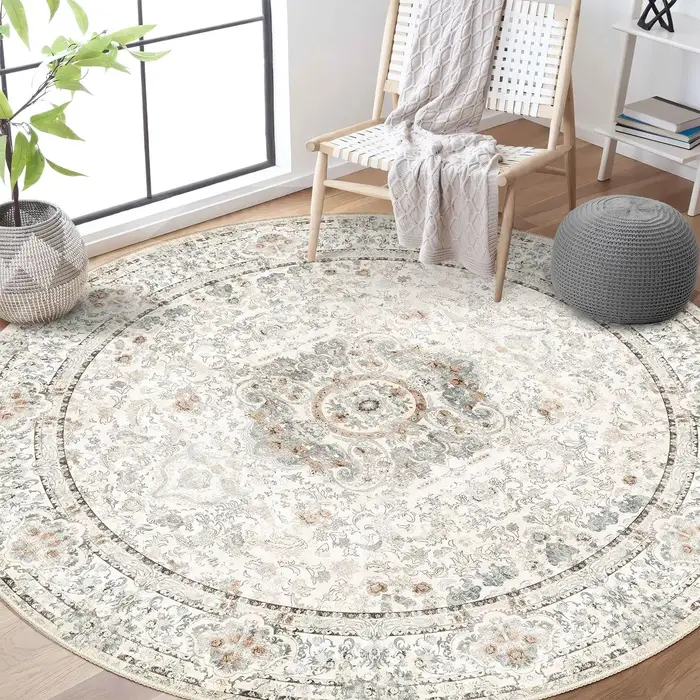 Tapis circulaire à motif Floral rétro
