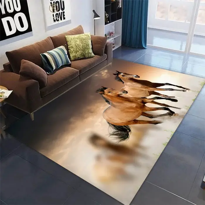 Tapis de sol antidérapant motif cheval de ferme pour salon