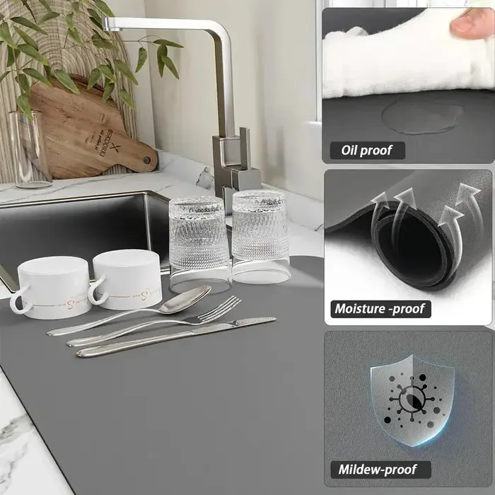 VIKAMA Tapis absorbant et antidérapant pour comptoir de cuisine