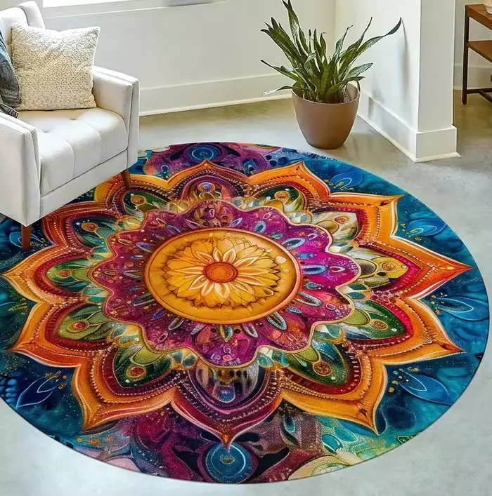 Tapis circulaire à motifs bohèmes