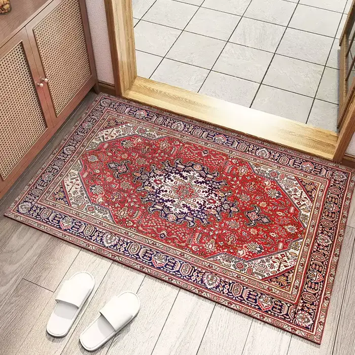 Tapis de bienvenue de style vintage européen pour le salon, tapis de porte décoratif, tapis de sol doux antidérapant pour l'entrée intérieure, tapis de bienvenue