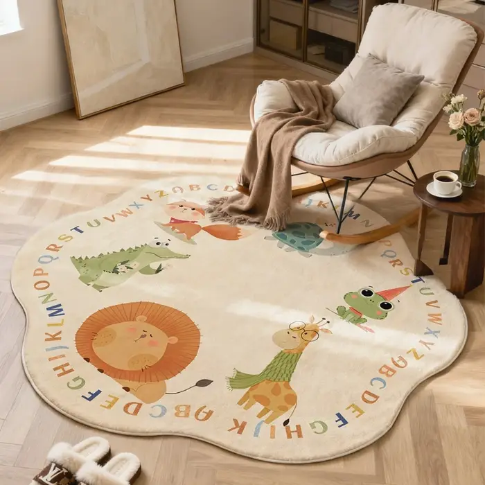Tapis rond à motif de dessin animé pour décoration de chambre à coucher