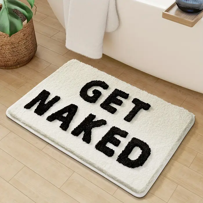 Tapis de porte humoristique avec motif « Get Naked », antidérapant, imprimé, pour entrée, salle de bain, décoration de la maison