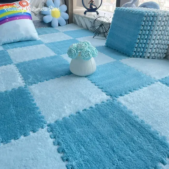 Lea-Tapis en peluche souple pour enfants, tapis de puzzle en polymères, virus chauds, carreaux d'exe
