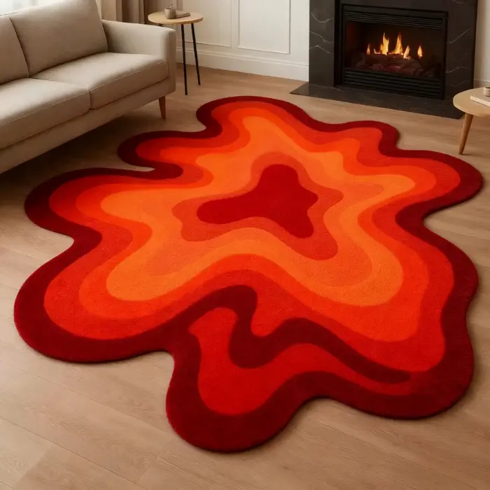 Tapis de décoration de chambre à coucher couleur Dopamine