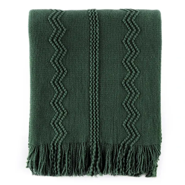 Couverture Battilo vert olive pour lit et canapé, plaid tricoté, couverture de canapé légère et conf