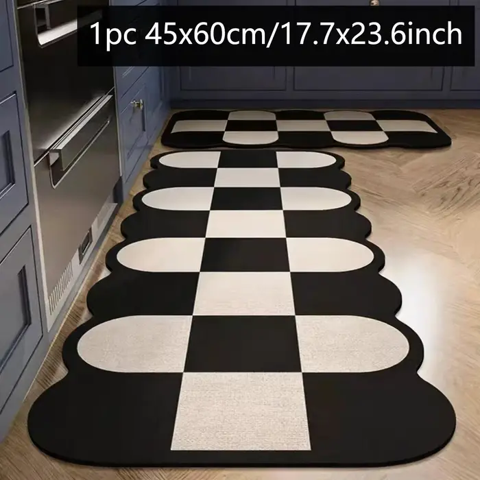 Tapis de sol imprimé minimaliste pour cuisine, longue bande antidérapante en terre de diatomée, tapi