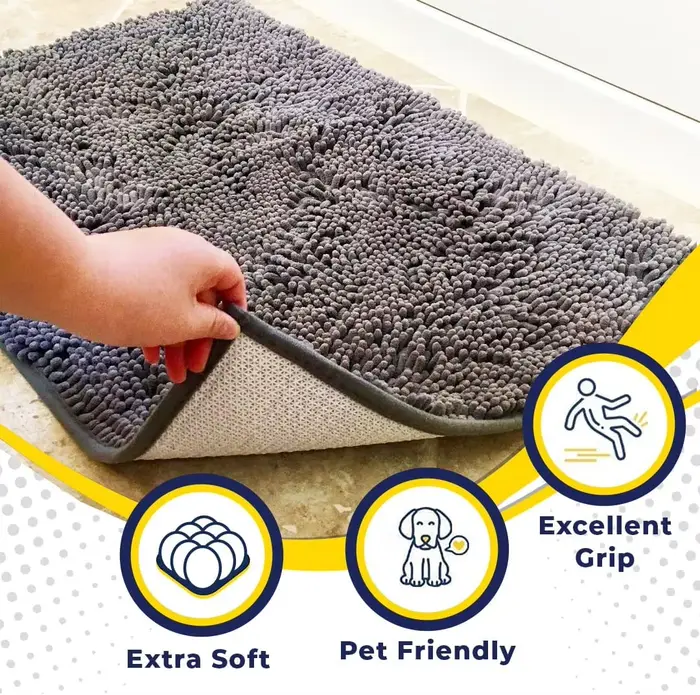 Tapis de salle de bain doux antidérapant en microfibre Super peluche, tapis de salle de bain en chen