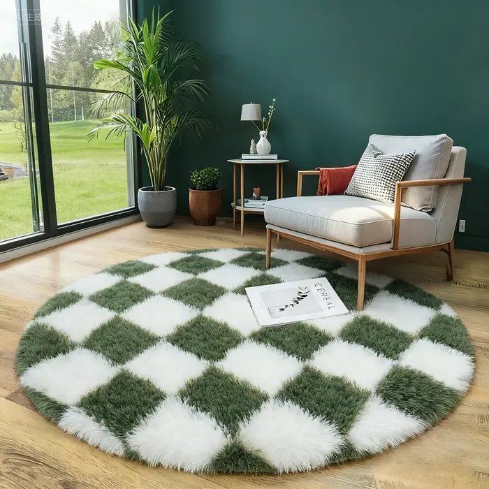 Tapis rond tie-dye moelleux et doux pour chambre d'enfant