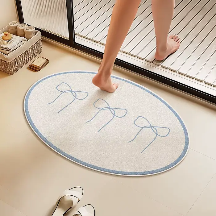 Tapis de salle de bain, tapis rond en fausse fourrure de cachemire, tapis de chevet pour chambre à c