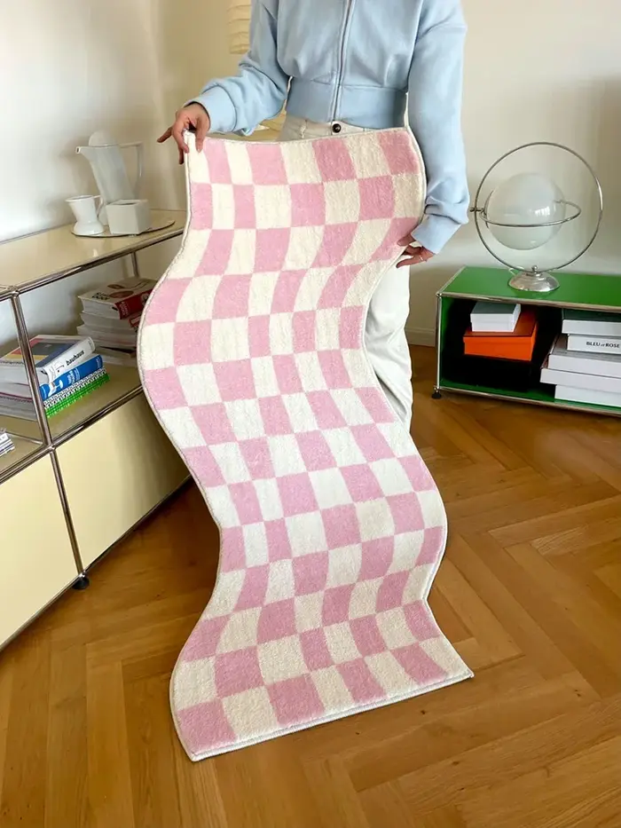 Tapis de chambre à coucher en damier irrégulier