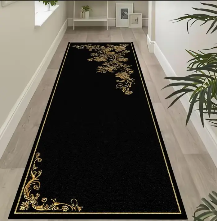 Tapis de couloir en marbre abstrait