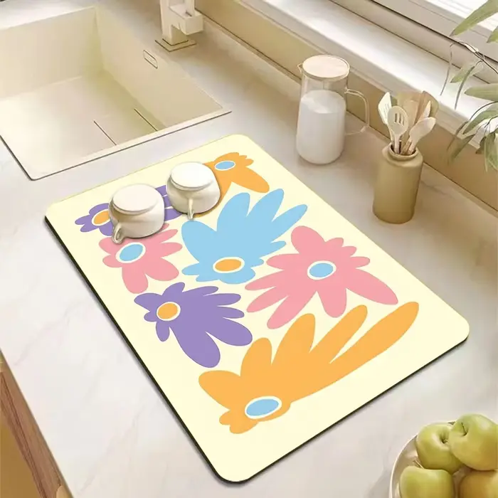 Tapis multifonctionnel de cuisine VIKAMA, tapis absorbant pour le séchage et le drainage de la vaiss